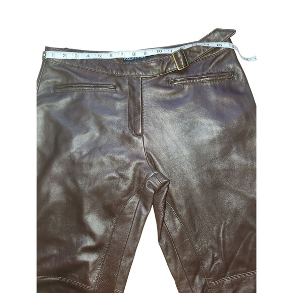 Industry Y2K Mid-Rise Soft Leather Flare Pants Womens 10 Brown Dark Academia - Picture 6 of 8